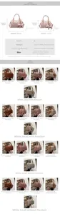 Size chart for cute cat print PU leather boston handbag showing various dimensions