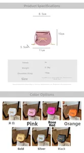 Specifiche delle dimensioni e matrice dei colori per mini borsa a tracolla con fiocco