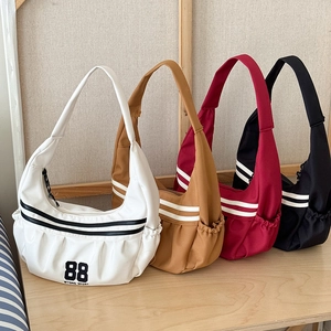 Sac À Bandoulière En Nylon Pour Enfants Grande Capacité Sac Hobo Sportif Rayures Imprimé Numéro Tendance Garçons Filles