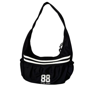 Sac bandoulière sport noir pour enfants avec rayures blanches et imprimé numéro 88