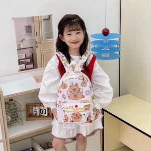 Cute Capybara cartoon backpack for kids featuring large capacity and mesh fabric