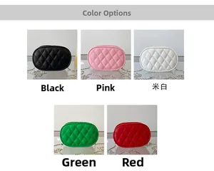 Detailed grid view showing five colors of quilted chain crossbody bags for kids