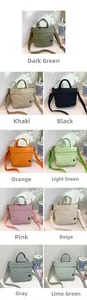 Collection of children's canvas crossbody bags shown in nine various vibrant colors