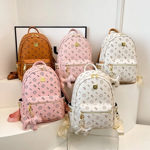 Sac À Dos En Cuir PU Mode Femmes Grande Capacité Imprimé Chat Cartable Pour Étudiants Trajet Quotidien Avec Pendentif Animal Mignon
