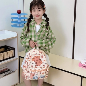 Cute Capybara print school backpack for kids with large capacity and cartoon patterns