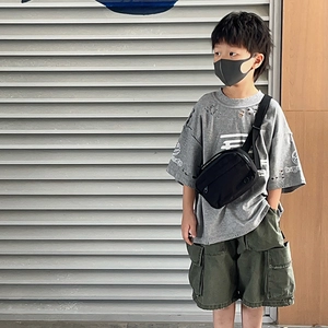 Kids streetwear canvas crossbody bag with black hip hop chest pack for boys and girls
