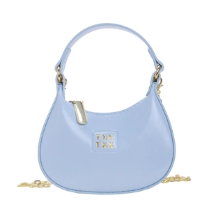 Mini sac hobo bleu clair en similicuir avec chaîne dorée et poignée pour enfants