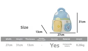 Größentabelle mit Maßen 31x27x13cm für den süßen Kinderrucksack mit Cartoon