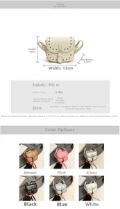 Detailed size specifications for the mini rivet saddle bag showing all dimensions