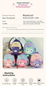 Détail du lot de sacs à dos pour enfants ours avec tissu Oxford et matériau EVA