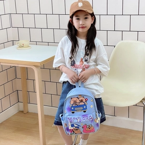 Sac à dos enfant bleu clair avec motifs de Capybara mignons et bretelles solides