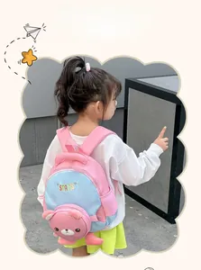 Sac à dos enfant rose et bleu avec poche ours 3D mignonne et imprimé STARS