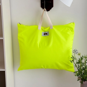 Large capacity bright yellow travel storage bag for toddlers with cotton handles