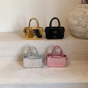 Mini Borsa A Tracolla Per Bambine Metallico Specchio Pelle PU Lucido Alla Moda Per Piccole