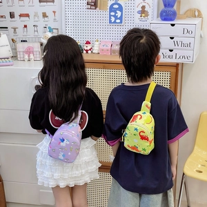 Cute cartoon kids chest bag featuring unicorn and dinosaur prints for boys and girls