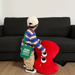 Borsa a tracolla in tela verde per bambini con elegante stampa di lettere bianche