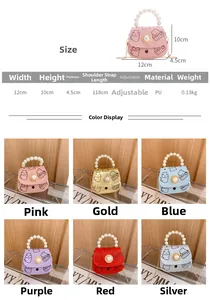 Tableau des tailles pour mini sac bandoulière enfant avec poignée en perles et chaîne