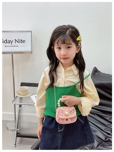 Mini sac bandoulière rose pour filles avec poignée en perles et motif chaton