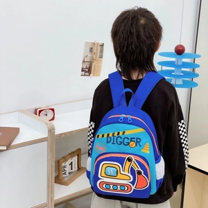 Sac à dos bleu pour tout-petit avec motif de pelleteuse rigolo pour garçons et filles