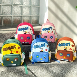 Kids Robot Cartoon Backpack Oxford Cloth Lightweight Breathable School Bag For Kindergarten Boys Girls