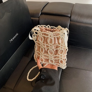 Sac Bandoulière Perlé À La Main Künstliche Perles De Culture Métal Ajouré Design Seau Cordon Élégant Vintage Femmes Accessoire De Mode