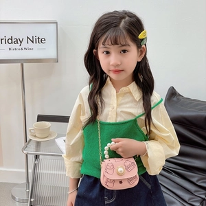Mini sac bandoulière rose pour filles avec motif animal, poignée en perles et chaîne dorée