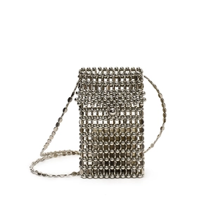 Sac bandoulière élégant en perles argentées pour femme avec paillettes minimalistes