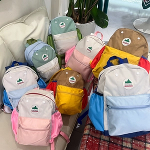 Kids Backpack Nylon Color Blocked Breathable Lightweight Kindergarten School Bag For Boys Girls Casual Travel