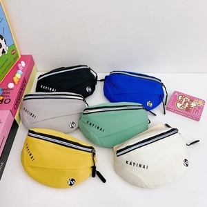 Sac Banane En Nylon Pour Enfants Imprimé Lettres Sangle Réglable Sac De Poitrine Décontracté Pour Garçons Filles Tendance