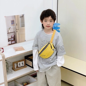 Sac de poitrine jaune élégant pour enfants en toile avec sangle réglable et logo