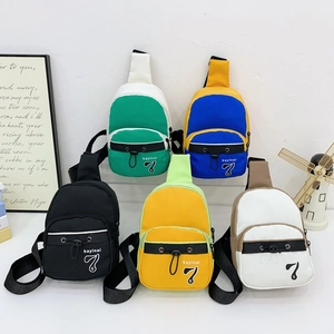 Sac Bandoulière Enfants Nylon Couleurs Contrastées Sangle Réglable Mode Sac Poitrine Pour Garçons Filles Quotidien
