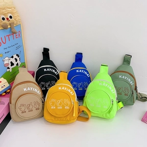 Kids Mini Chest Bag Durable Nylon Crossbody Fanny Pack Adjustable Strap Cartoon Letter Pattern Casual Travel For Boys Girls