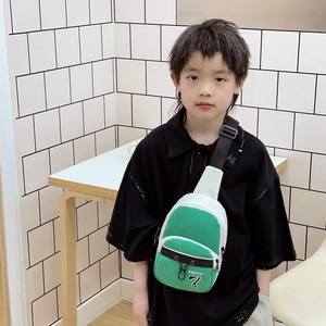 Sac de poitrine pour enfants bicolore vert et blanc avec bandoulière réglable