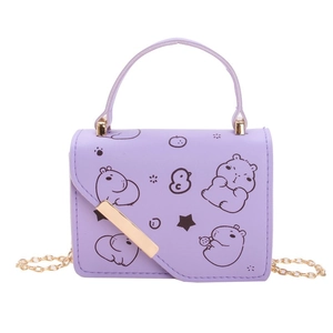 Lavender purple Capybara mini crossbody bag with gold chain strap for kids