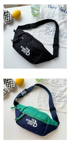 Détails de sacs de poitrine en toile avec double fermeture éclair et boucle réglable