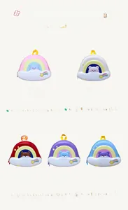 Detailed grid view of children's cartoon eggshell backpacks in five vibrant colors