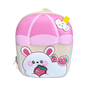 Cute pink bunny cupcake shaped kids backpack with waterproof shell for boys and girls