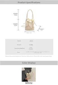 Detailed size specifications for pearl bow mini handbag with woven chain strap