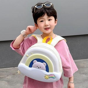 Toddler cute cartoon backpack with bear and rainbow design and durable EVA hard shell