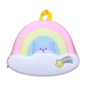 Rainbow bear hardshell children backpack with cloud and shooting star design
