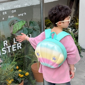 Kids gradient macaron shell-shaped backpack with glitter stars and wide straps
