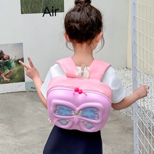 Toddler backpack with pink 3D butterfly design and lightweight EVA hard shell for girls