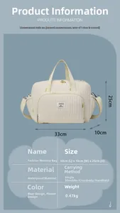 Dimensions détaillées du sac à langer matelassé imperméable avec motifs ours et fleurs