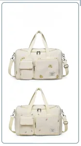 Quilted tote bags for mothers featuring cute bear and tulip prints with adjustable straps