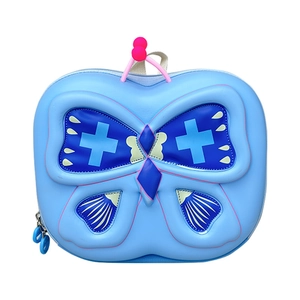 Cute butterfly shaped hardshell backpack for toddlers in light blue and pink colors