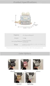 Detailed size chart for kids mini sequin bow bag showing 11cm width and 10cm height