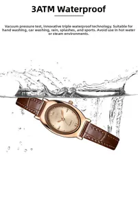 Visuel de l'étanchéité 3ATM pour la montre GEDI avec éclaboussures d'eau dynamiques