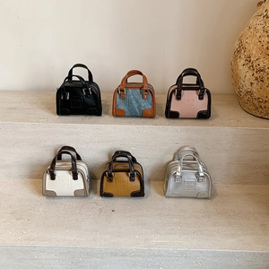 Sac À Main Mini Boston Pour Enfants Couleur Contrastée Cuir PU Denim Sac Bandoulière Pour Fillettes Mode Lettres Embossées