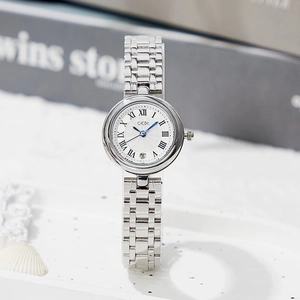 Women Quartz Watch Stainless Steel Band Waterproof Date Roman Numerals Elegant Retro Ladies Wristwatch