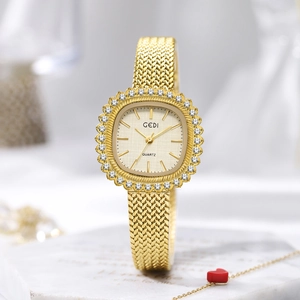 Reloj De Cuarzo Para Mujer Con Diamantes De Imitación Esfera Cuadrada Estilo Vintage Retro Correa De Malla Acero Inoxidable
